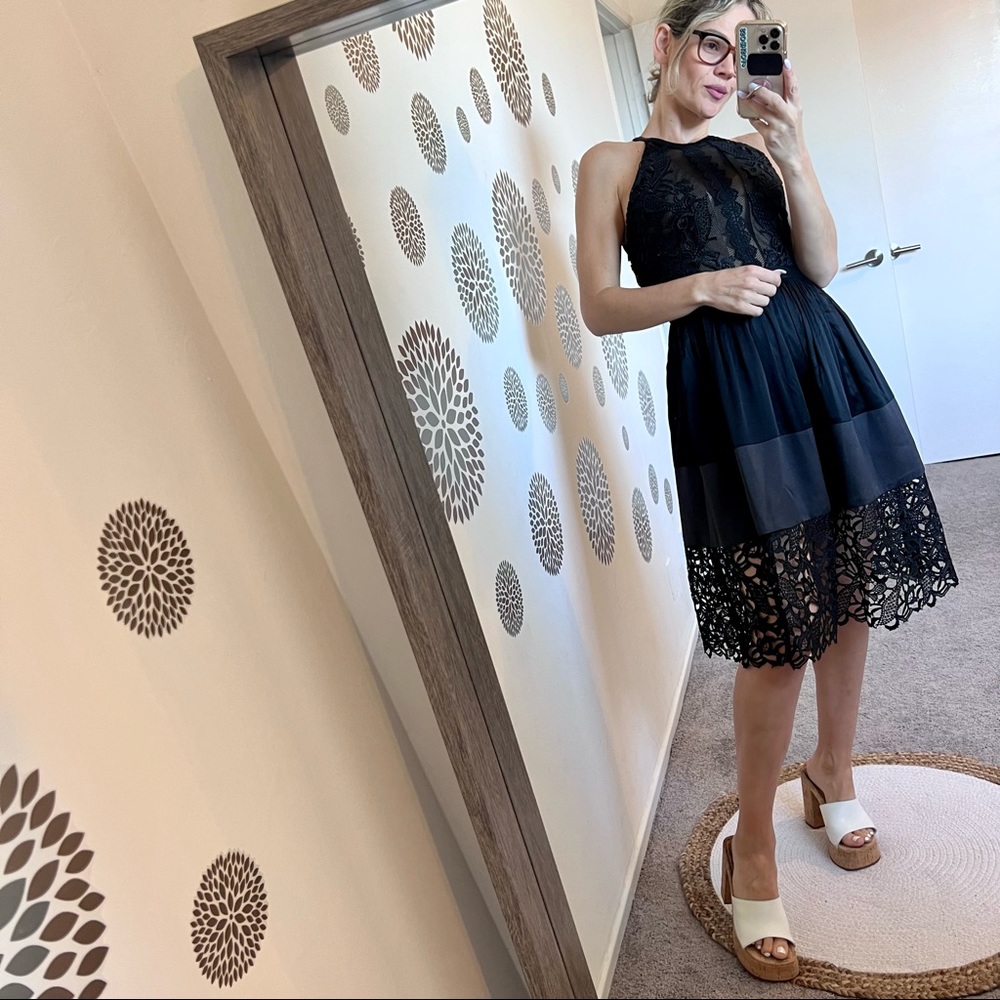 Three Floor Black Lace Dress